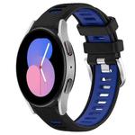 For Samsung Galaxy Watch5 40mm 20mm Sports Two-Color Steel Buckle Silicone Watch Band(Black+Blue)