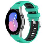 For Samsung Galaxy Watch5 40mm 20mm Sports Two-Color Steel Buckle Silicone Watch Band(Lake Blue+Black)