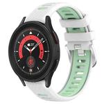 For Samsung Galaxy Watch5 Pro 45mm 20mm Sports Two-Color Steel Buckle Silicone Watch Band(White+Teal)