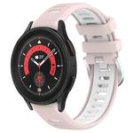 For Samsung Galaxy Watch5 Pro 45mm 20mm Sports Two-Color Steel Buckle Silicone Watch Band(Pink+White)