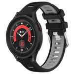 For Samsung Galaxy Watch5 Pro 45mm 20mm Sports Two-Color Steel Buckle Silicone Watch Band(Black+Grey)
