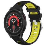 For Samsung Galaxy Watch5 Pro 45mm 20mm Sports Two-Color Steel Buckle Silicone Watch Band(Black+Lime Green)