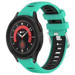 For Samsung Galaxy Watch5 Pro 45mm 20mm Sports Two-Color Steel Buckle Silicone Watch Band(Lake Blue+Black)