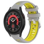 For Samsung Galaxy Watch5 Pro 45mm 20mm Sports Two-Color Steel Buckle Silicone Watch Band(Grey+Yellow)