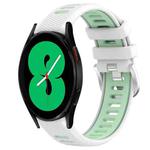 For Samsung Galaxy Watch4 44mm 20mm Sports Two-Color Steel Buckle Silicone Watch Band(White+Teal)