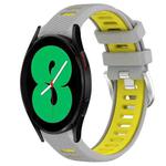 For Samsung Galaxy Watch4 44mm 20mm Sports Two-Color Steel Buckle Silicone Watch Band(Grey+Yellow)