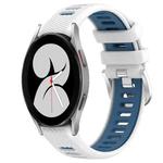 For Samsung Galaxy Watch4 40mm 20mm Sports Two-Color Steel Buckle Silicone Watch Band(White+Blue)