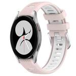For Samsung Galaxy Watch4 40mm 20mm Sports Two-Color Steel Buckle Silicone Watch Band(Pink+White)