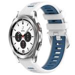 For Samsung  Galaxy Watch4 Classic 42mm 20mm Sports Two-Color Steel Buckle Silicone Watch Band(White+Blue)