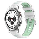 For Samsung  Galaxy Watch4 Classic 42mm 20mm Sports Two-Color Steel Buckle Silicone Watch Band(White+Teal)