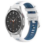 For Samsung  Galaxy Watch4 Classic 46mm 20mm Sports Two-Color Steel Buckle Silicone Watch Band(White+Blue)