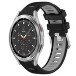 For Samsung  Galaxy Watch4 Classic 46mm 20mm Sports Two-Color Steel Buckle Silicone Watch Band(Black+Grey)