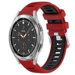 For Samsung  Galaxy Watch4 Classic 46mm 20mm Sports Two-Color Steel Buckle Silicone Watch Band(Red+Black)