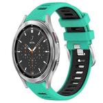 For Samsung  Galaxy Watch4 Classic 46mm 20mm Sports Two-Color Steel Buckle Silicone Watch Band(Lake Blue+Black)