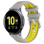 For Samsung Galaxy Watch Active2 44mm 20mm Sports Two-Color Steel Buckle Silicone Watch Band(Grey+Yellow)