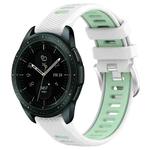 For Samsung Galaxy Watch 42mm 20mm Sports Two-Color Steel Buckle Silicone Watch Band(White+Teal)