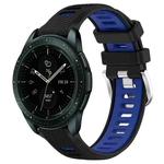 For Samsung Galaxy Watch 42mm 20mm Sports Two-Color Steel Buckle Silicone Watch Band(Black+Blue)