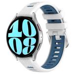 For Samsung Galaxy Watch 6 44mm 20mm Sports Two-Color Steel Buckle Silicone Watch Band(White+Blue)