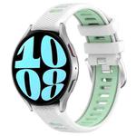 For Samsung Galaxy Watch 6 44mm 20mm Sports Two-Color Steel Buckle Silicone Watch Band(White+Teal)