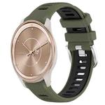 For Garmin move Trend 20mm Sports Two-Color Steel Buckle Silicone Watch Band(Army Green+Black)