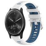 For Garmin Vivomove Sport 20mm Sports Two-Color Steel Buckle Silicone Watch Band(White+Blue)