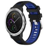 For Garmin Vivoactive3 20mm Sports Two-Color Steel Buckle Silicone Watch Band(Black+Blue)