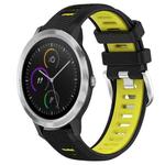 For Garmin Vivoactive3 20mm Sports Two-Color Steel Buckle Silicone Watch Band(Black+Lime Green)