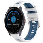 For Garmin Vivoactive3 Music 20mm Sports Two-Color Steel Buckle Silicone Watch Band(White+Blue)