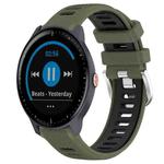 For Garmin Vivoactive3 Music 20mm Sports Two-Color Steel Buckle Silicone Watch Band(Army Green+Black)