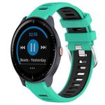 For Garmin Vivoactive3 Music 20mm Sports Two-Color Steel Buckle Silicone Watch Band(Lake Blue+Black)