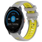For Garmin Vivoactive3 Music 20mm Sports Two-Color Steel Buckle Silicone Watch Band(Grey+Yellow)