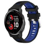 For Garmin Venu 2 Plus 20mm Sports Two-Color Steel Buckle Silicone Watch Band(Black+Blue)