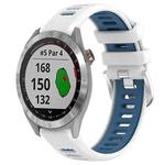 For Garmin Approach S40 20mm Sports Two-Color Steel Buckle Silicone Watch Band(White+Blue)