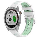For Garmin Approach S40 20mm Sports Two-Color Steel Buckle Silicone Watch Band(White+Teal)