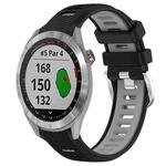 For Garmin Approach S40 20mm Sports Two-Color Steel Buckle Silicone Watch Band(Black+Grey)