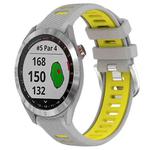 For Garmin Approach S40 20mm Sports Two-Color Steel Buckle Silicone Watch Band(Grey+Yellow)