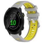 For Garmin Forerunner 158 20mm Sports Two-Color Steel Buckle Silicone Watch Band(Grey+Yellow)