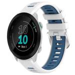 For Garmin Forerunner 55 20mm Sports Two-Color Steel Buckle Silicone Watch Band(White+Blue)