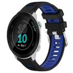 For Garmin Forerunner 55 20mm Sports Two-Color Steel Buckle Silicone Watch Band(Black+Blue)