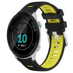 For Garmin Forerunner 55 20mm Sports Two-Color Steel Buckle Silicone Watch Band(Black+Lime Green)