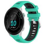 For Garmin Forerunner 55 20mm Sports Two-Color Steel Buckle Silicone Watch Band(Lake Blue+Black)