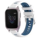 For Garmin Venu SQ 20mm Sports Two-Color Steel Buckle Silicone Watch Band(White+Blue)