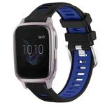 For Garmin Venu SQ 20mm Sports Two-Color Steel Buckle Silicone Watch Band(Black+Blue)