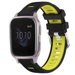 For Garmin Venu SQ 20mm Sports Two-Color Steel Buckle Silicone Watch Band(Black+Lime Green)