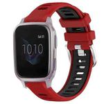 For Garmin Venu SQ 20mm Sports Two-Color Steel Buckle Silicone Watch Band(Red+Black)