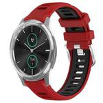 For Garmin VivoMove Luxe 20mm Sports Two-Color Steel Buckle Silicone Watch Band(Red+Black)