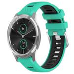 For Garmin VivoMove Luxe 20mm Sports Two-Color Steel Buckle Silicone Watch Band(Lake Blue+Black)