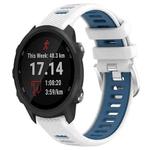 For Garmin Forerunner 245 20mm Sports Two-Color Steel Buckle Silicone Watch Band(White+Blue)