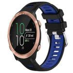 For Garmin Forerunner 645 Music 20mm Sports Two-Color Steel Buckle Silicone Watch Band(Black+Blue)