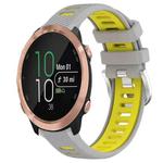 For Garmin Forerunner 645 Music 20mm Sports Two-Color Steel Buckle Silicone Watch Band(Grey+Yellow)